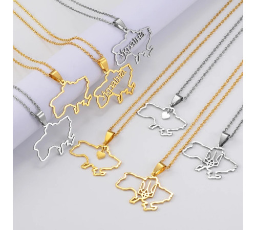 Золота підвіска з Україною й Тризубом захисний талісман на удачу Любов і Світ