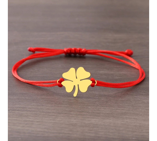 Браслет червона нитка золотой чотирилиста конюшина на велику удачу ручна робота
