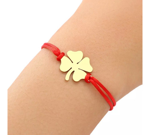 Браслет червона нитка золотой чотирилиста конюшина на велику удачу ручна робота