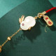 Браслет Нефритовий Кролик позолочений на червоній нитці з символом удачі для великого багатства та любові
