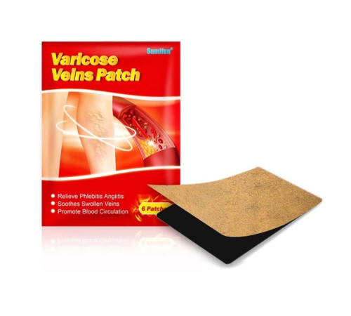 Пластир проти варикозного розширення вен і зірочок на ногах із турмаліном Гонконг 6 шт.