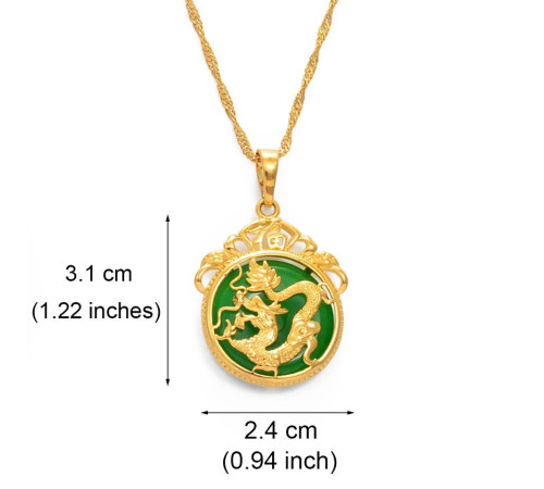 Золота підвіска Дракон із Зеленим обсидіаном влади, багатства, сили, відваги, справедливості, плодородство, захист