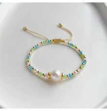 Браслет зі справжньою перлиною Хайнань і нефритом, бірюза та рожевий кварц зміцнити тіло та душу та особистий успіх