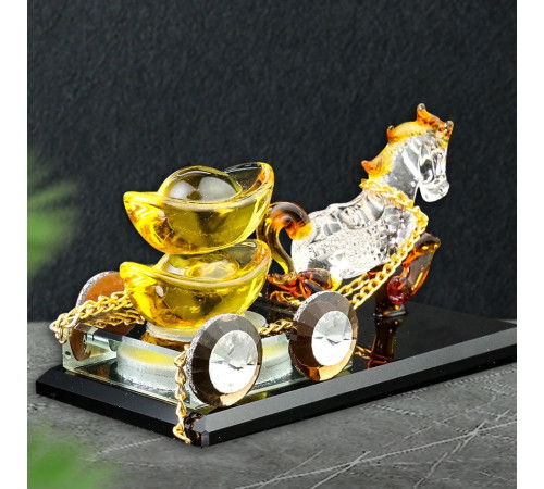 Статуетка Кінь з каретою із золотом для Багатства Достаток, Процвітання для приваблення грошей