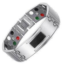 Чоловічий Магнітний турмаліновий браслет 5в1 титановий для здоров'я й енергії з кристалами