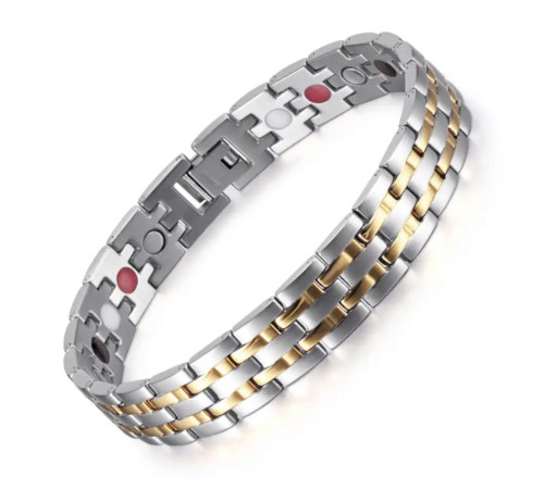 Турмаліновий браслет Біоенергетичний із Титаном, Германієм і Біофотонами 5в1 зі позолотою