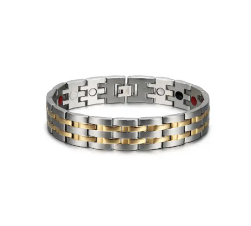 Турмаліновий браслет Біоенергетичний із Титаном, Германієм і Біофотонами 5в1 зі позолотою