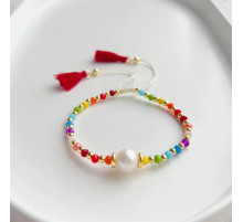 Браслет зі справжньою перлиною Хайнань і турмаліном і нефритом, для здоров'я, любові та грошей 24К