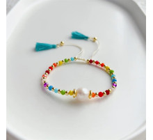 Браслет зі справжньою перлиною Бохо Хайнань і турмаліном і нефритом, для здоров'я, любові та грошей 24