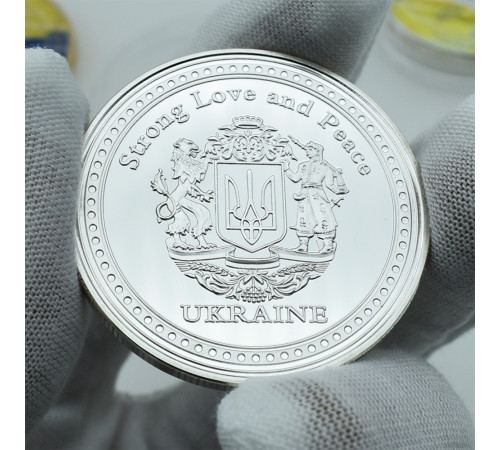 Срібна Монета Зелений Український Президент Міцна Любов і Світ Свобода Захист Бога