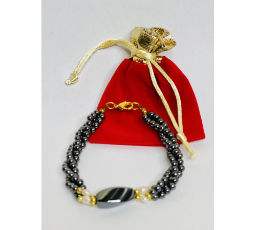 Гематитовий браслет із натуральними малазійськими перлами для багатства та здоров'я