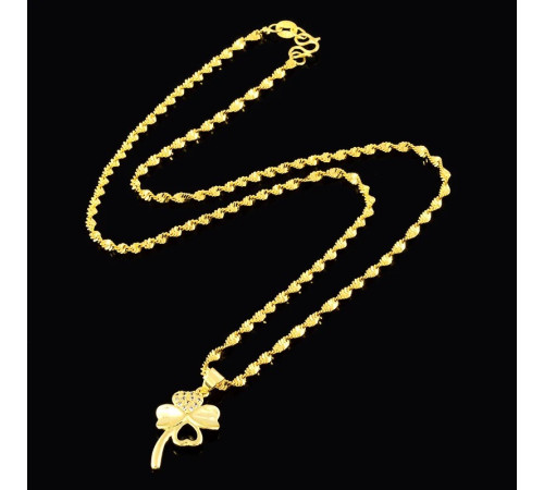 Золота підвіска з Чотирилистковим конюшином із фіанітами для удачі та позитивні емоції