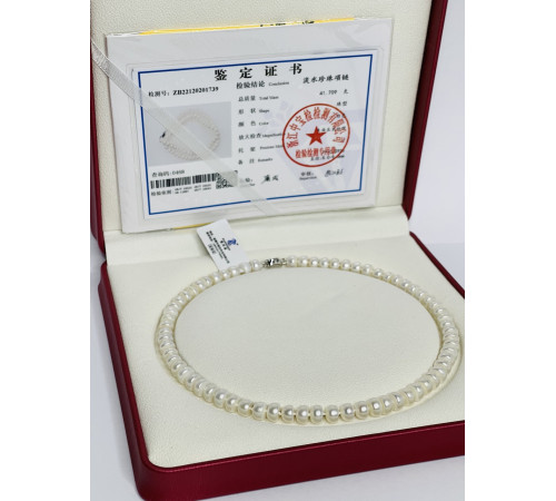 Перлове намисто з Малазійського морського білого перлів Akoya Клас AAA