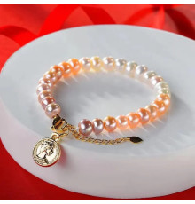 Браслет зі справжнього Малазійських перлів персиковий цвіт для великого кохання