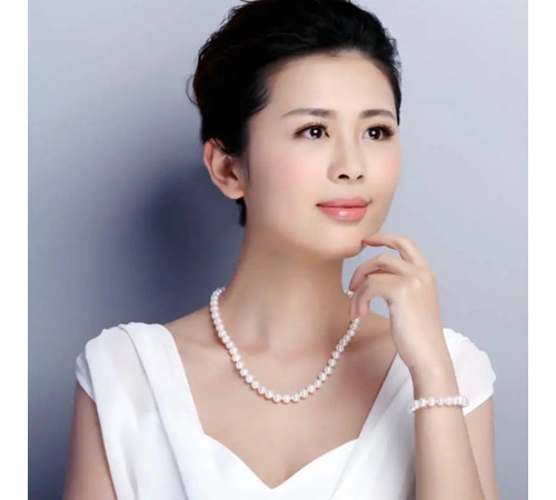 Комплект із натуральних морських перлів Намисто, Браслет, Сережки та кільце Клас AAА Хайнань