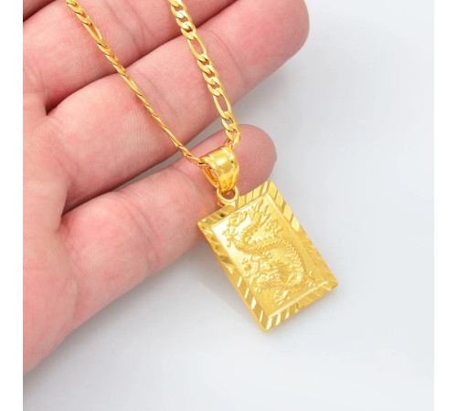 Золота підвіска Дракон приносить успіх, процвітання із символом Фук