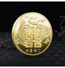 Золота монета Дракон і Фенікс вібрації кохання