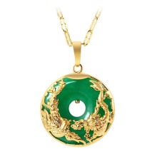 Золота Нефритова Підвіска Дракон і Фенікс для успіху, влади, процвітання та Любові