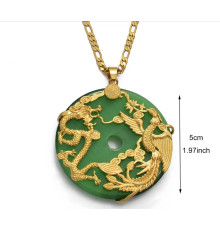 Золота Нефритова Підвіска Дракон і Фенікс для Любові, Удачі, Органії, Процвітання