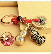 Брелок Дракон Пі Яо з гарбузом Ву-Лу та монетамиської пудрою для Багатства та Довгоріччя