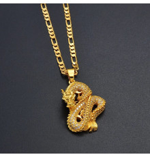 Золота підвіска Дракон із фіанітами приносить удачу