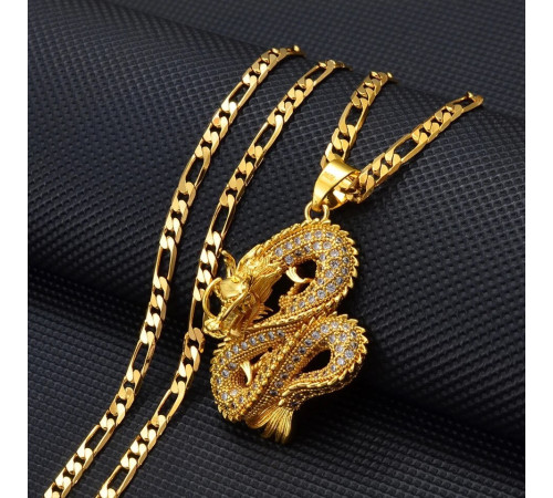 Золота підвіска Дракон із фіанітами приносить удачу