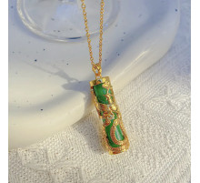 Золота підвіска Фенікс із зеленим турмаліном символ вічно, щасливого життя слави, популярності, мудрості