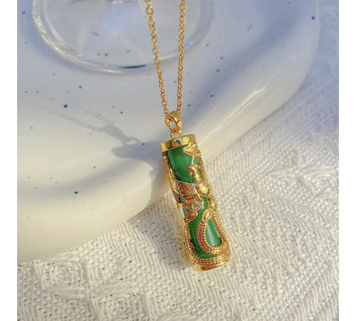 Золота підвіска Фенікс із зеленим турмаліном символ вічно, щасливого життя слави, популярності, мудрості