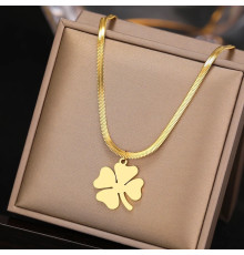 Золота підвіска Клевер Чотирилистий для великого багатства та великої удачі