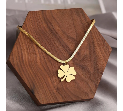 Золота підвіска Клевер Чотирилистий для великого багатства та великої удачі