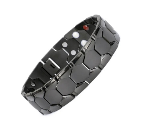 Турмаліновий Титановий браслет 5в1 з магнітами, іонами срібла та біофотонами