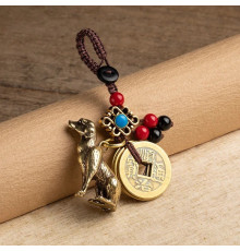 Брелок Грошова Собака з монетами китайськими для активізації процвітання
