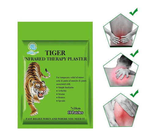 Пластир Тигровий Мускусний турмаліновий від ревматизму, від болю в суглобах Тигр Золотий Зелений