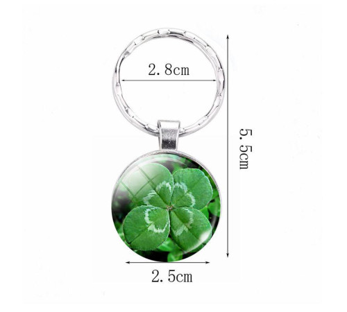 Брелок із зеленим чотирилистним конюшиною з мандалою для великої удачі та грошей