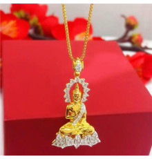 Золота підвіска Будда Медицини з фіанітами дарує здоров'я, зцілення на фізичному, фінансовому рівні