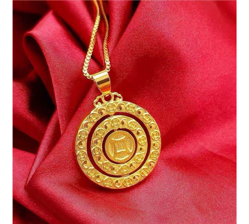 Золота підвіска Троїцького Круга з конюшиною для великої удачі, щастя, здоров'я й багатства