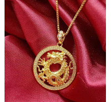 Золота підвіска Чарівний Дракон із фіанітами для достатку, удачі, щастя й несподіване багатство