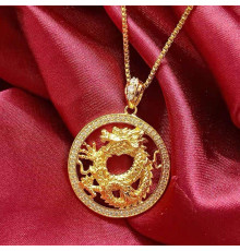 Золота підвіска Чарівний Дракон із фіанітами для достатку, удачі, щастя й несподіване багатство