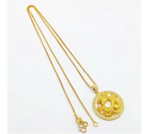 Золота підвіска Чарівний Дракон із фіанітами для достатку, удачі, щастя й несподіване багатство