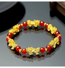 Браслет Пі Яо з червоним агатом для удачі, любові та грошей