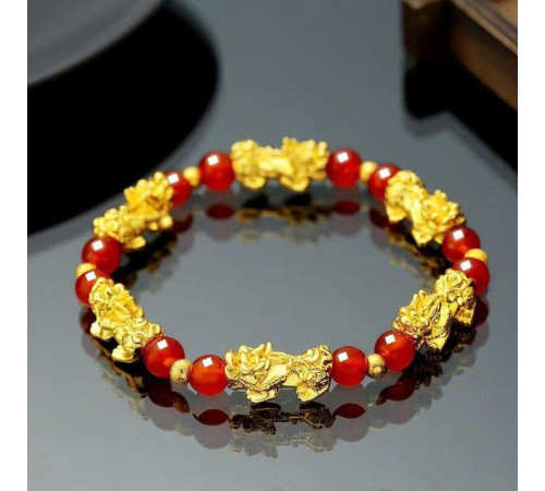 Браслет Пі Яо з червоним агатом для удачі, любові та грошей