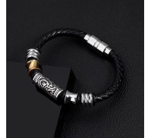 Срібний Тибетський браслет для приваблення достатку, здоров'я та захист від сочка з магнітами чорний 18 см.