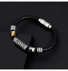 Срібний Тибетський браслет для приваблення достатку, здоров'я та захист від сочка з магнітами чорний 18 см.