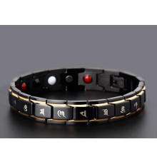 Турмаліновий мідний магнітний гематитовий титановий браслет для здоров'я та захисту 5в1 з мантрами