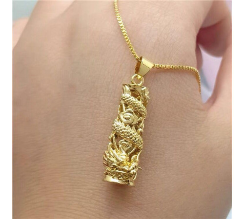 Золота підвіска Дракон Іскристого бажання на ланцюжку Столет Дракона на удачу та захист Малайзія