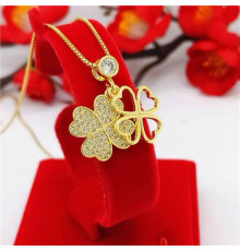 Золота підвіска Чотирилиста конюшина Swarovski Van Cleef для подвійної удачі, успіху, здоров'я й грошей