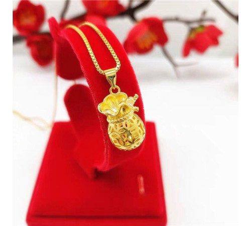 Золота підвіска Мішок Багатства з конюшиною містичним вузлом для удачі та процвітання
