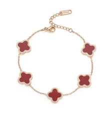 Позолочений браслет Чотирилистий Конюшина з Червоним Агатом Van Cleef для удачі, успіху, здоров'я й грошей