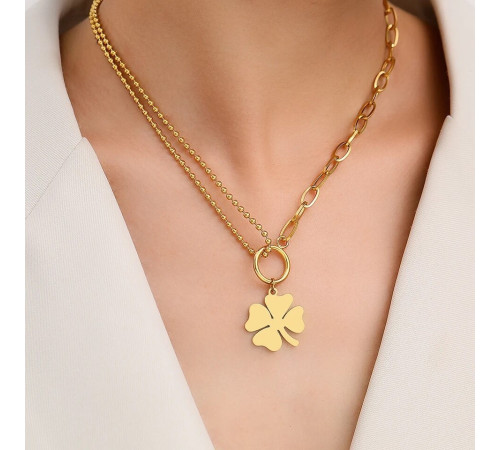 Золота підвіска Чокер Чотирилистий конюшина на удачу та здоров'я