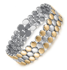 Турмаліновий магнітний браслет для здоров'я, нормалізація тиску та імунітет 4в1 позолота 18 каратів